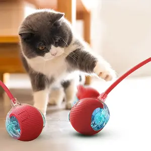 3pc Cat Toy Ball with Tail Rope/Smart Rolling LED Light-Up Interactive Pet Toy/Self-Rolling Automatic Play Ball for Cats and Dogs/Interactive Jumping Fun Activity