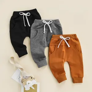 Newborn Baby Pants Toddler Boy Girl Drawstring Pants Baby Unisex Jogger Pants with Pockets Casual Unisex Baby Pants