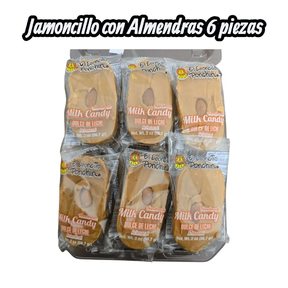 El Leoncito Jamoncillocon Almendra ( Milk Candy with Almond)  6 Pack or  12 Pack
