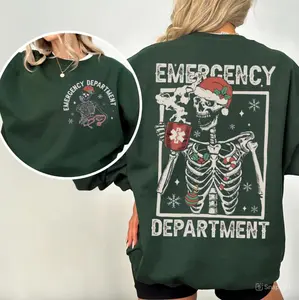 Emergency Department Christmas Sweatshirt T-Shirt, ED Nurse Shirt, ER Christmas Shirt, ED Christmas Hoodie, Er Nurse Sweater, Nurse Gifts, Xmas Nursing Outfit, Unisex Casual Cotton Graphic Streetwear Tops For Her For Him