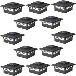 Solar Post Cap Lights Outdoor 12pack, Waterproof Solar Powered Deck Fence Post Lights for 4x4 Wood/Vinyl Posts, Solar Outdoor LED Light with Cool/Warm Lighting Decorate Garden Patio Porch-