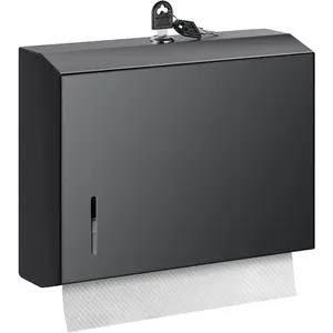 Wall Mounte Commercial Paper Towel Dispensers, 10.4" L x 3.3" D x 8.3" H, Stainless Steel C-Fold Multifold Hand Paper Tissue Holder with Lock