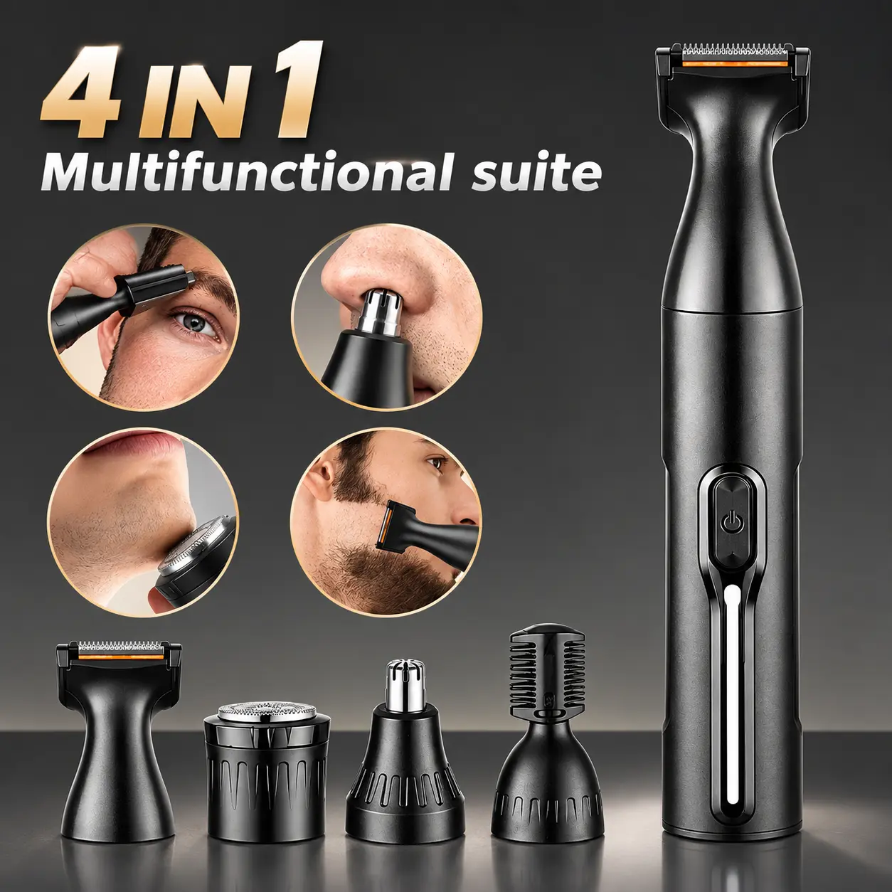Professional 4-In-1  USB Rechargeable Grooming Kit  USB Rechargeable Trimmer for Nose And Ear Hair, Nose Hair Shaver for Women And Men, Painless Eyebrow And Facial Hair Removal Device