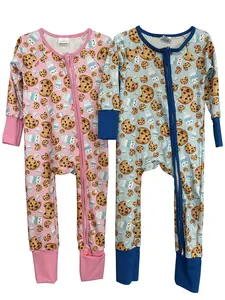 Trendy Christmas Baby Zip Onesie Cookie Print Stretchy & Breathable  Baby Fashion Inspo