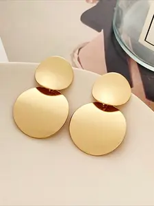 The Exquisite, Minimalist and Charming Golden Circular Drop Earrings with Ear Hook Design Are Perfect for Parties, Summer Beach Outings, Daily Wear, Anniversary Gifts, and Valentine's Day Gifts.