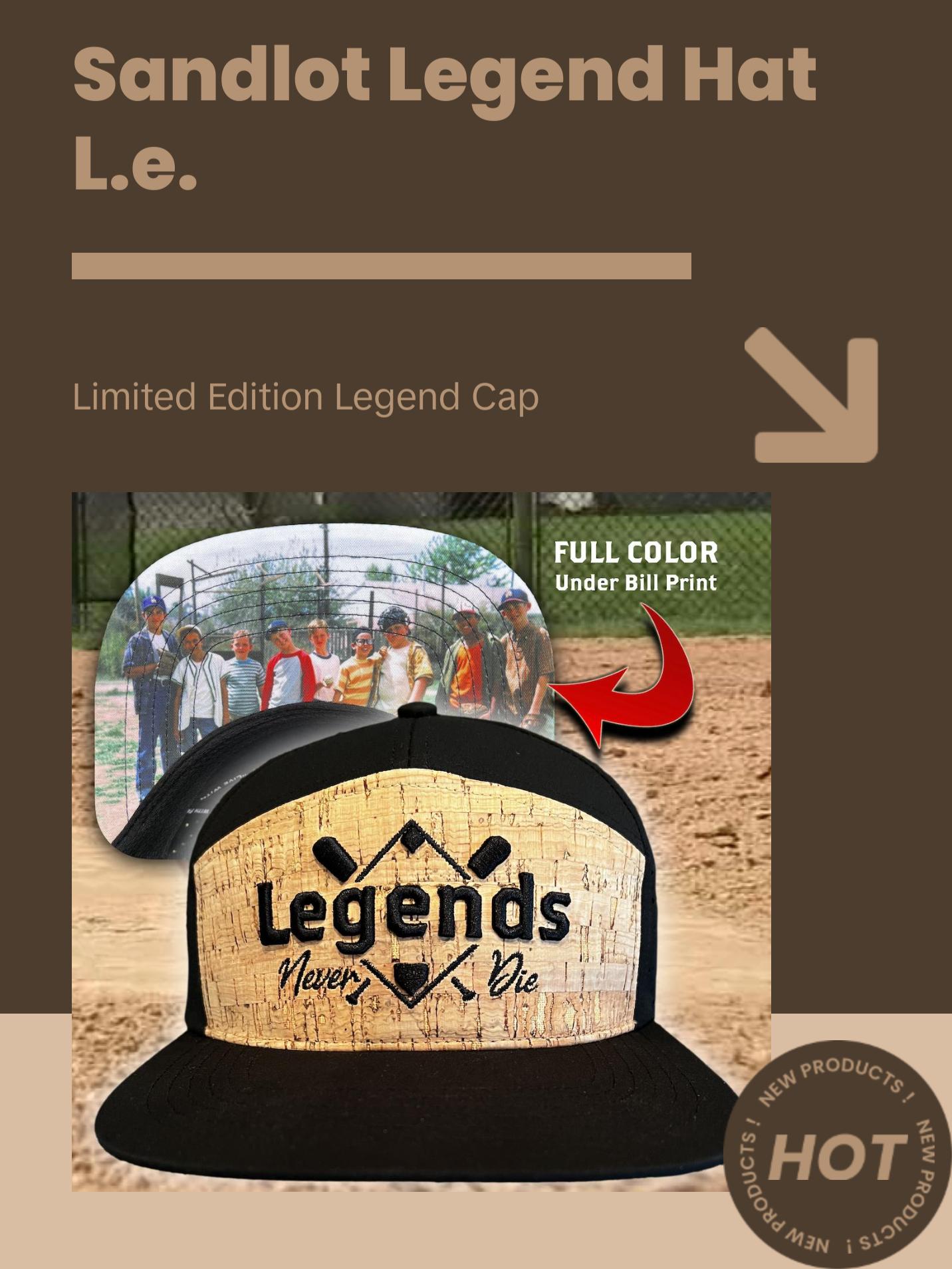 The Sandlot - Legends Never Die - Cork Hat with Custom Printed Bill!