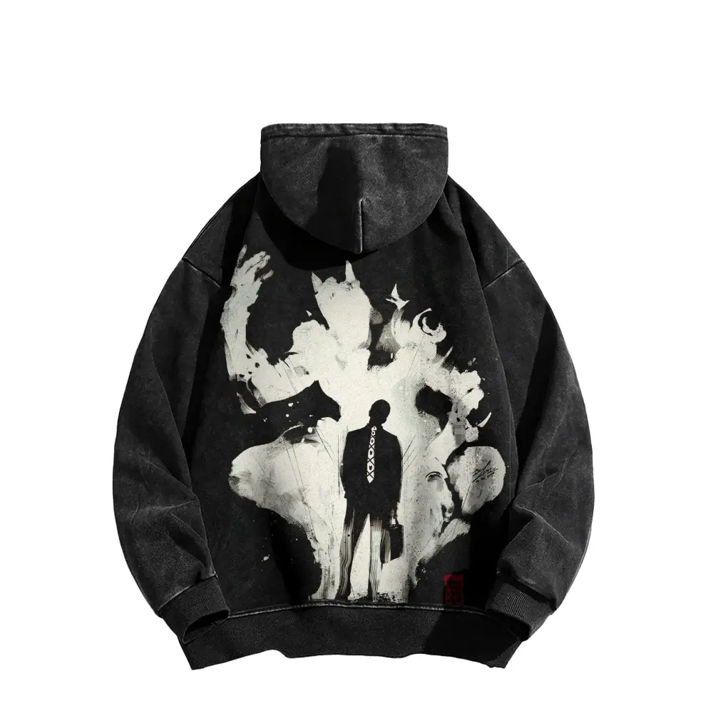 JoJo's Bizarre Adventure Killer Queen themed washed American-style hoodie, made in the USA | Premium cotton blend street wear hoodie | Relaxed fit