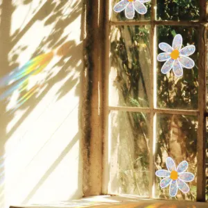 1PC vibrant Daisy electrostatic glass stickers, reusable window decorations, suitable for bedroom and bathroom wall decoration, bathroom wall decoration, and home door and window glass decoration, Decorative wall sticker
