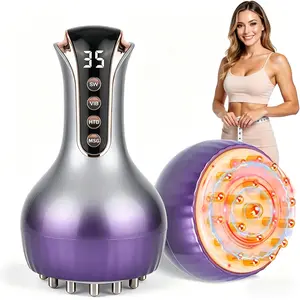 3-in-1 Body Sculpting Machine , Cellulite Massage Tool with vibration and heating modes, Electric Meridian Brush Gua Sha Instrument，Portable Handheld Massager Meridian Walking jar for Legs, Arms & Belly