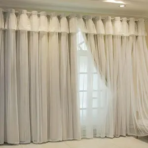 Double Layer Lace Curtain, 2 Counts/set Princess Style Curtain, Window Screen for Home Living Room Bedroom Decor, Home Decoration Curtain
