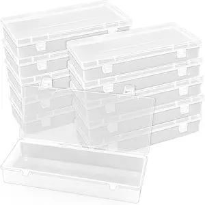 10 Pack Small Storage Containers with Hinged Lids 6-inch Plastic Storage Cartridges Transparent Storage Empty Box Fashion Accessories