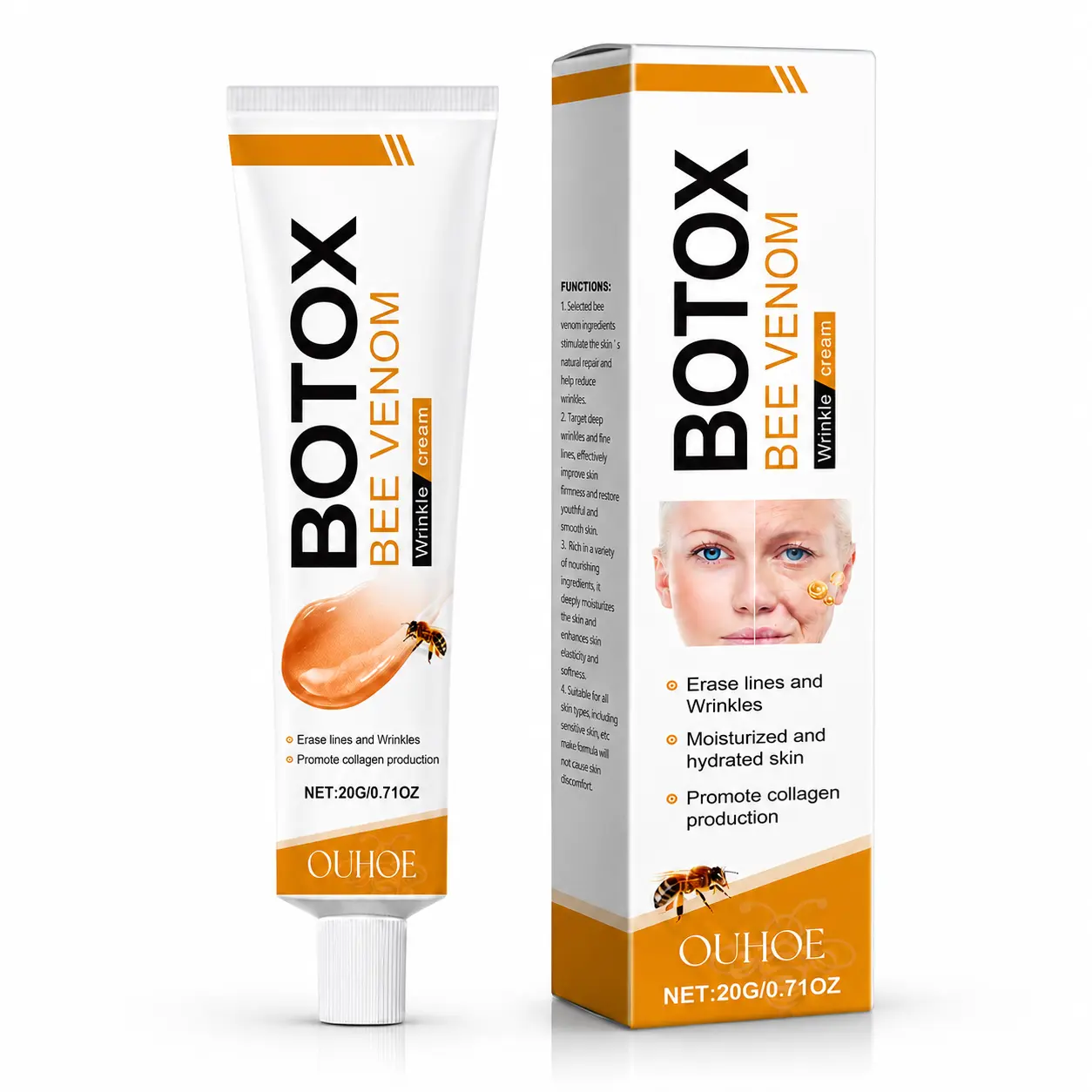 Clearance Sale OUHOE Bee Venom Wrinkle Cream (20g) - Botox-Like Results Without Needles, Smooth, Lift, Hydrate, Facial Moisturizers, Skincare Massage Cream