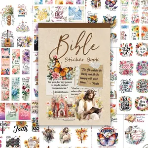 353 PCS Jesus-Themed Sticker Book with 28 Sheets of Inspirational Quotes Bible Verses & Christian Symbols for Scrapbooking Journaling & DIY Crafts