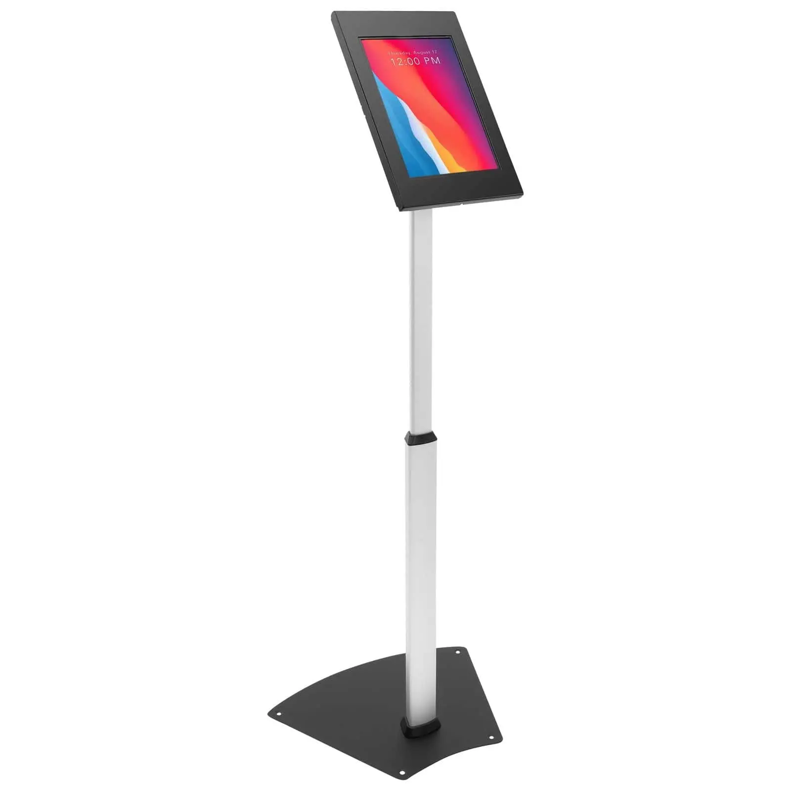 Mount-It! Anti-Theft Adjustable Alloy Tablet Floor Stand, Tamper-Proof Lockable Aluminium Kiosk with Height Adjustment for iPad Pro, Air, 7/8/9/10 (Includes Installation Accessories for Libraries)