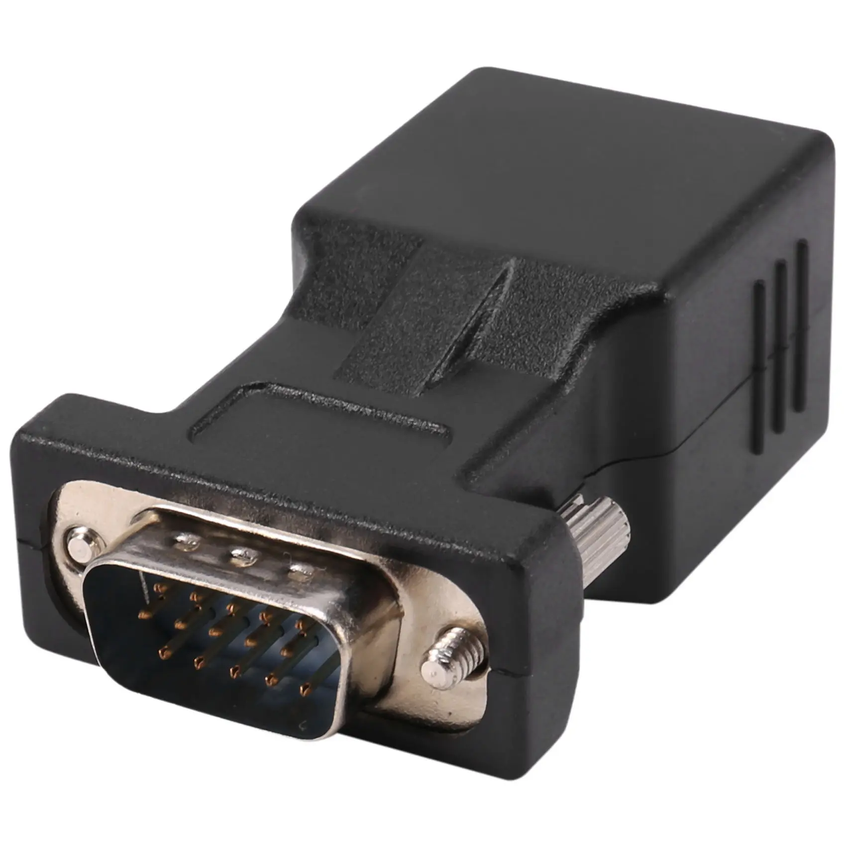 1*VGA Male to RJ45 Network Cable Adapter, 15-Pin HD-15 Male/Female to RJ45 (PC + Metal), Signal Extender That Depends on Cable Length, 20m CAT5/CAT6-Compatible for Laptops, Game Consoles