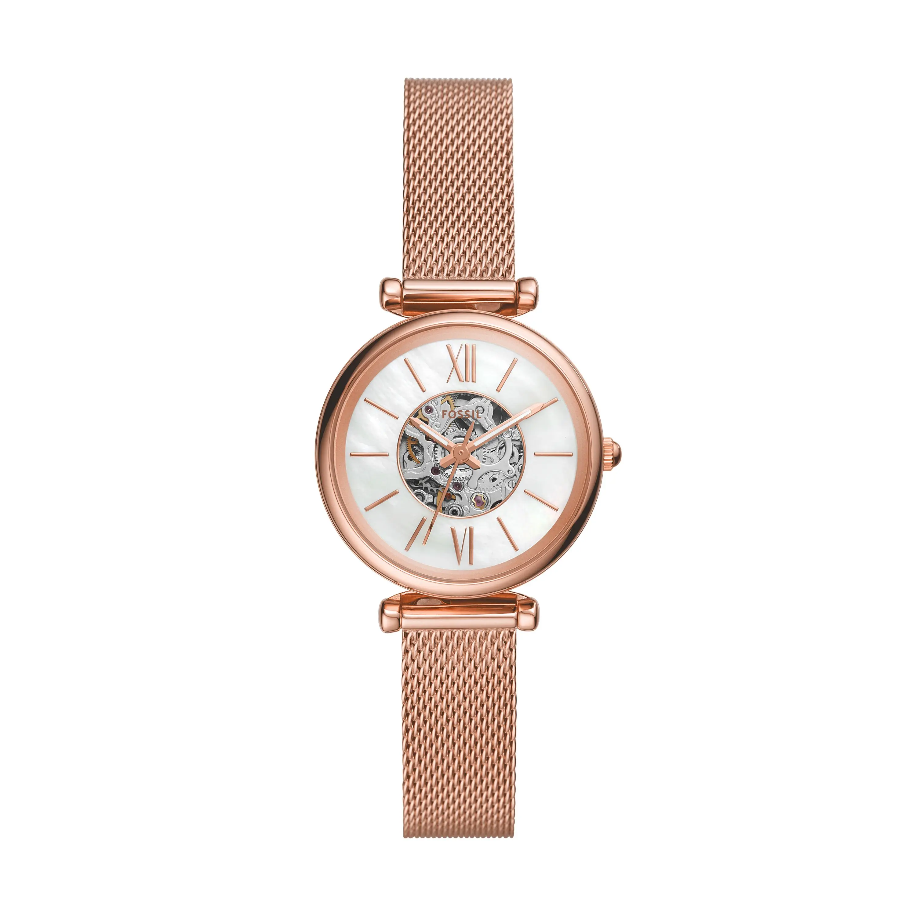 Fossil Women's Carlie 28mm Me Automatic, Rose Gold-Tone Stainless Steel Watch