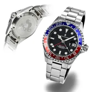 Steinhart Ocean 39 GMT BLUE-RED Men's Diver Watch Blue-Red Bezel Black Dial 103-0848