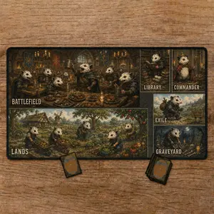 Opossum Magic The Gathering Zoned Playmat, Possum MTG Funny Mouse Pad Zones Gameplay Mat, Desk Mat Design, Multiple Zones