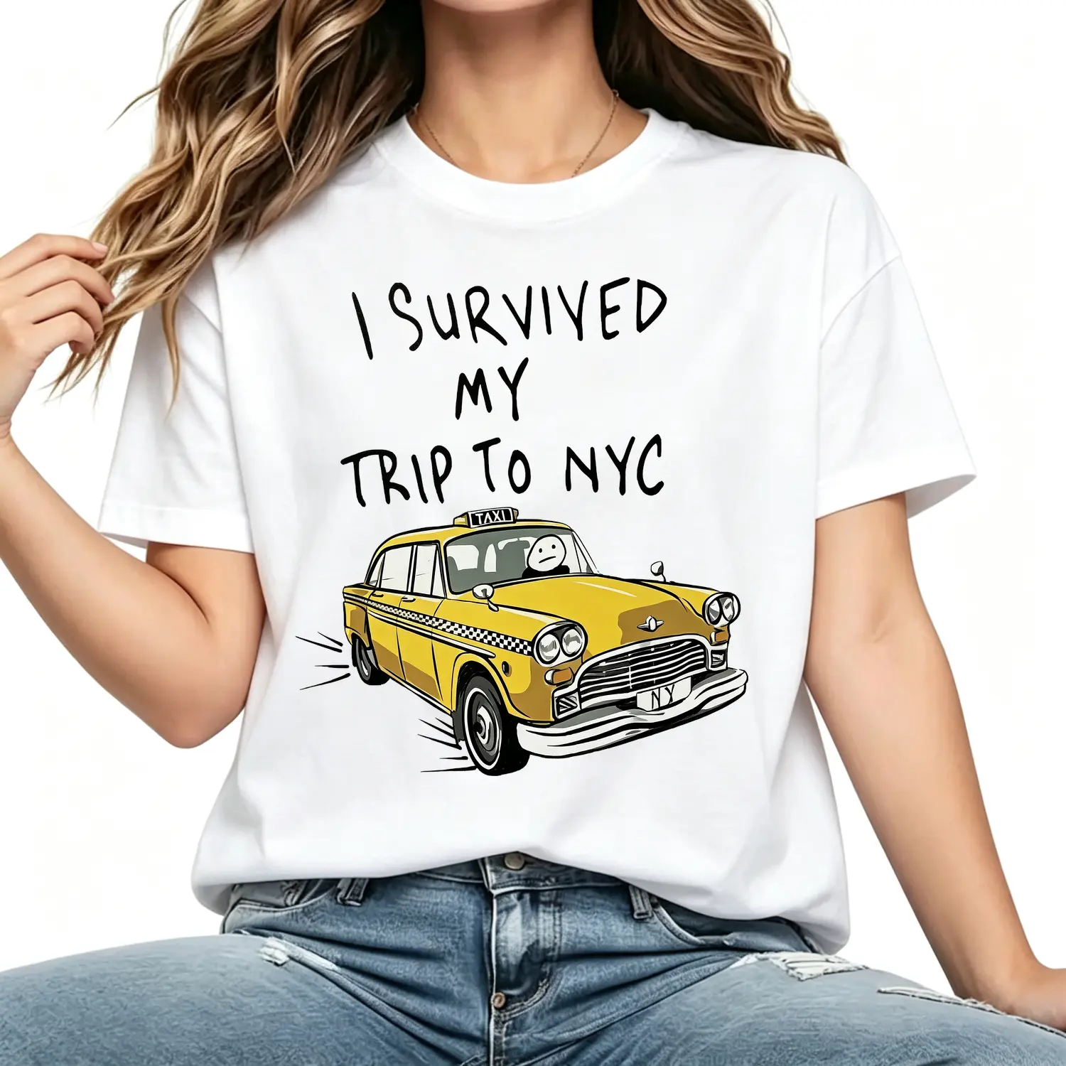 Tom I Survived My Trip To NYC Cotton T Shirt Travel Souvenir Graphic Tee Casual Unisex Soft Comfortable Short Sleeve Summer Streetwear