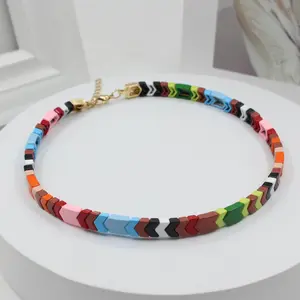 Bestseller Rainbow Arrow Necklace - Bohemian Enamel Beads with Geometric Arrow Pendant Gift Box Packing