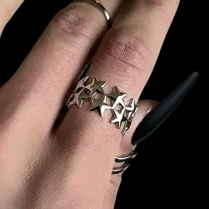Silver Stars Ring - Stainless Steel (adjustable size)