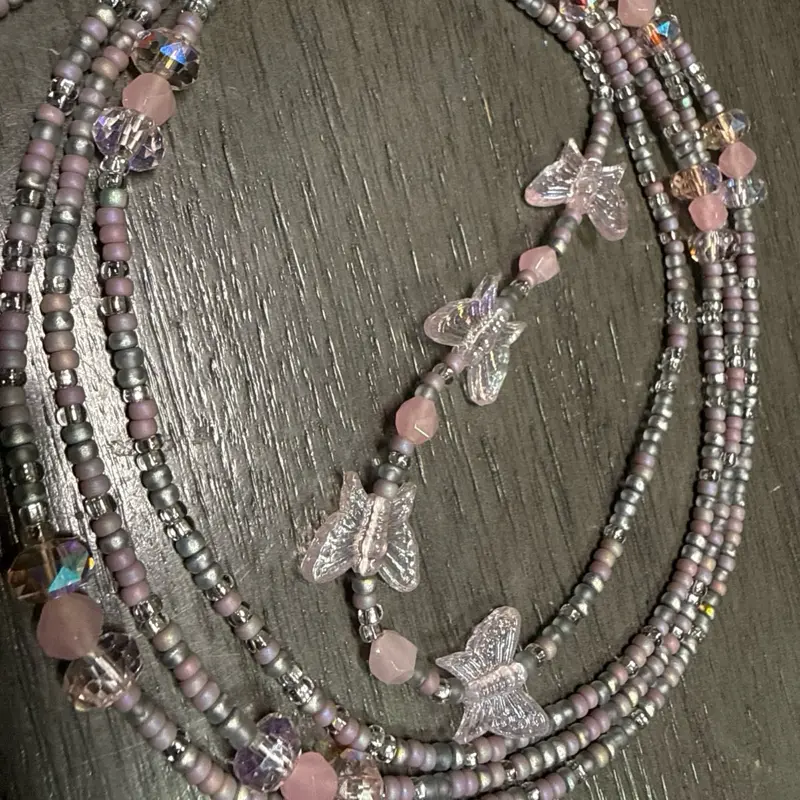 Stormy crystals tie on waist beads Stormy crystals tie on waist beads