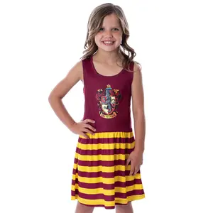 Harry Potter Girls All Houses Crest Logo Tank Stripe Accent Pajama Nightgown