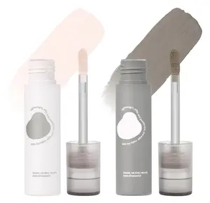 2 Pcs Cool Toned Grey Liquid Contour and Highlighter Stick, Cold Gray Cream Bronzer Blendable & Smooth Matte Finish, Long Lasting Face Shaping Contour Illuminator Brightening Makeup