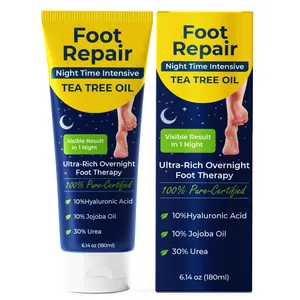 Foot Cream for Dry Cracked Heels & Feet – Tea Tree Oil Heel Cream | Overnight Foot Repair | Softens, Soothes & Restores Rough Skin | Fast-Absorbing Formula | 6.14 oz