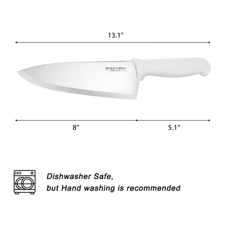 BOLEXINO 8 inch Japanese High Carbon Stainless Steel Chef Knife, Professional Extra Sharp Wide Cook Knife with Non-slip Ergonomic Handle, for Kitchen Home Restaurant