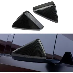 Carbon Fiber Style Side Rearview Mirror Guard Cover Molding Trim Accessories for Tesla Cybertruck (Bright Surface)