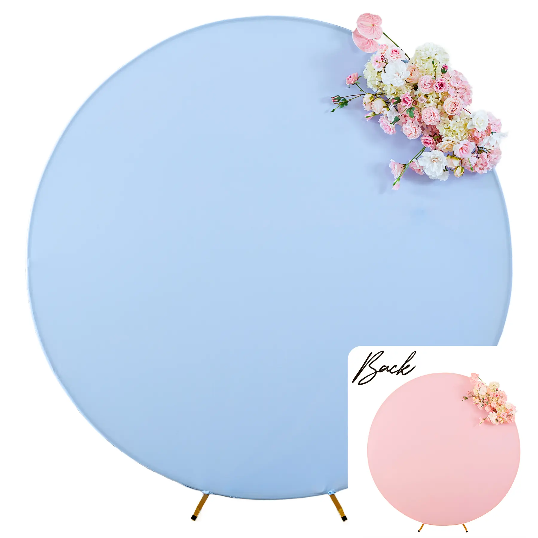 7.2FT Round Backdrop Cover Circle Arch Bckdrop Cover Double-Color Arch Covers Wrinkle Free Spandex Arch Covers Stretchy Backdrop for Wedding Baby Shower Birthday Party Photography