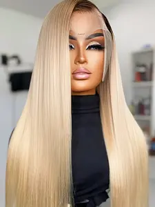Fashion Natural Ultra-Soft 26 Inch Lace Front Wig, 180% Density Curly Hair, Pre-Bleached Gradient, Daily Use, Silky Straight Wig