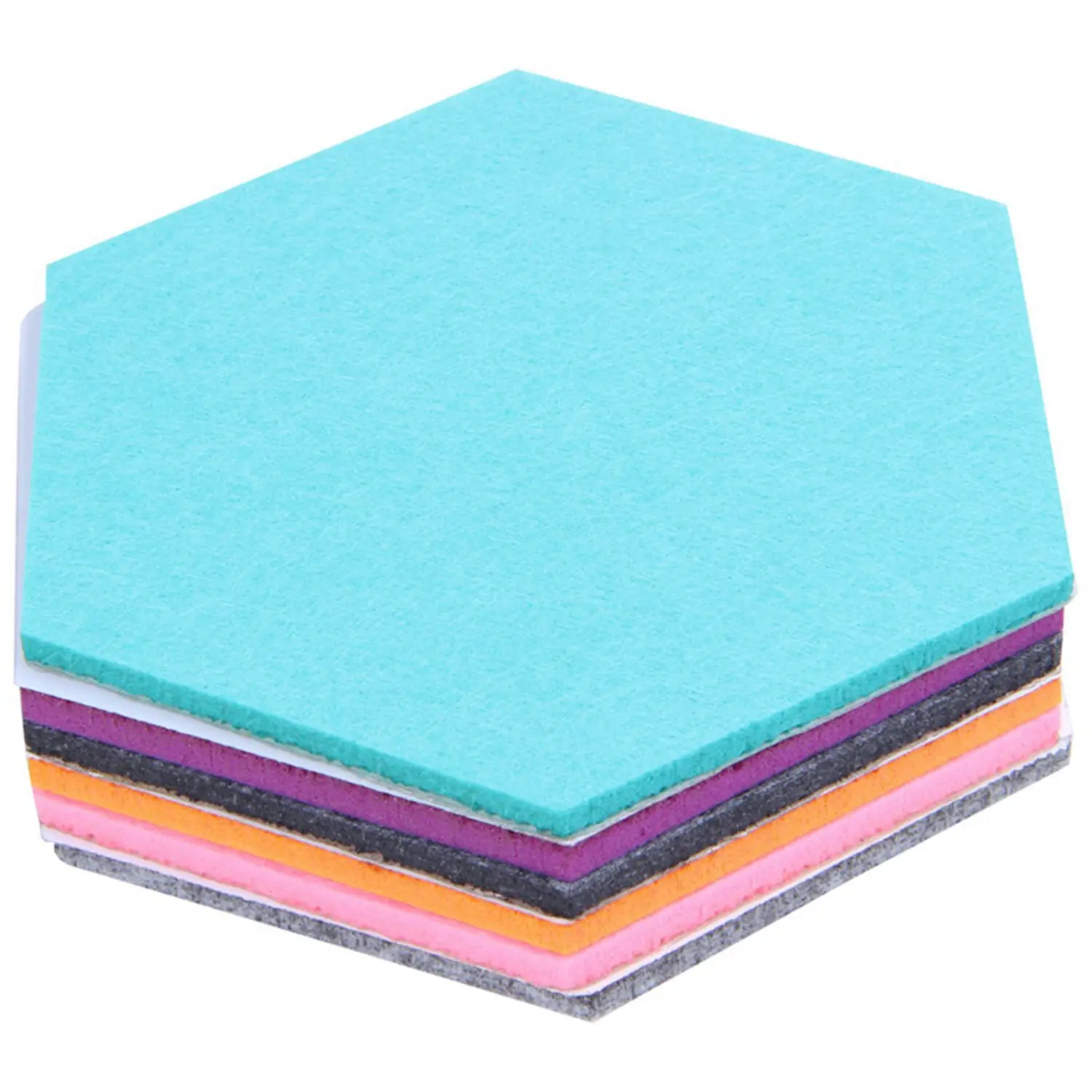 Hexagon Felt Memo Boards 6-Pack with Pushpins, Decorative High-Density Felt Foam Tiles, Easy Install Self-Adhesive for Wall Surfaces, Colorful Home & Office Decoration, Back To School