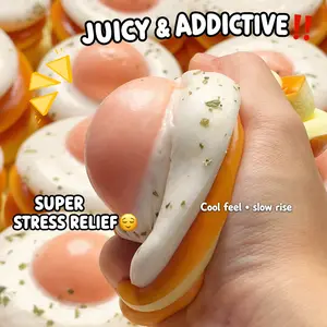【Massive Markdown】Squoomi Realistic Fried Egg Toast Squishy Toy Slow Rising Stress Relief Sensory Fidget
