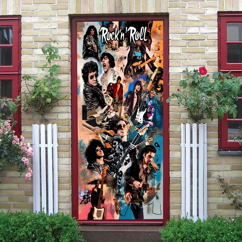 2pcs Rock and Roll Legends Wall Sticker Vintage Music Decorative Art Mural for Bedroom Living Room Bar Cafe Guitarist Singer Portrait Decal Removable Vinyl Home Decoration Gift for Music Lovers