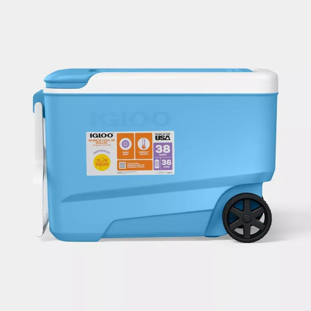 Sun Squad Wheelie 53 Cans/38qt Rolling Cooler - Carolina Blue Sun Squad Wheelie 53 Cans/38qt Rolling Cooler - Carolina Blue