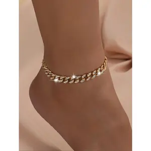 Women's Elegant Cuban Chain Anklet, Trendy Versatile Exquisite Jewelry, Perfect Birthday Gift Accessories