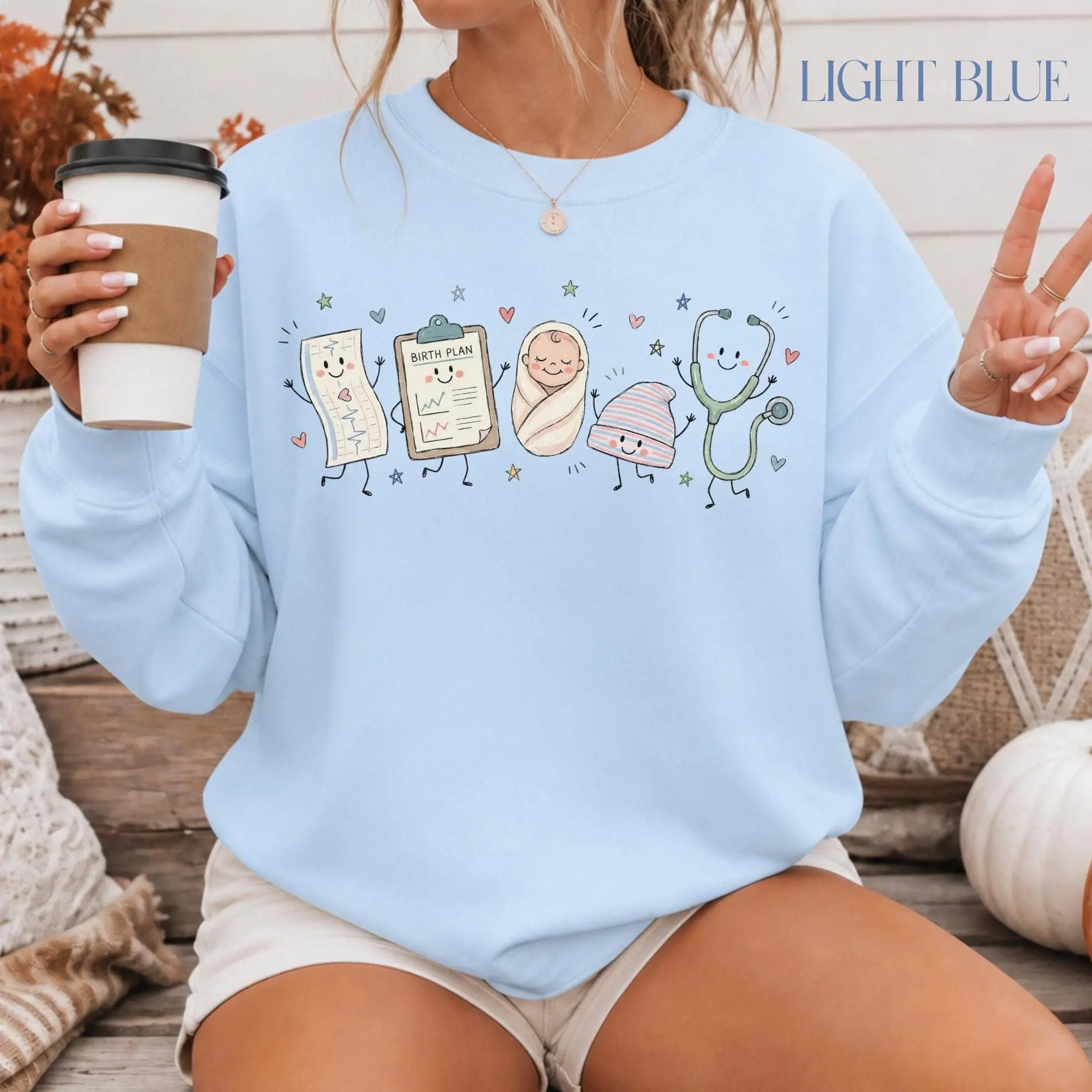 Labor And Delivery Nurse T_Shirt, Sweatshirt & Hoodie - L&D Nurse Gift, Doodle Nurse Sweater, Obgyn Gift, Labor Nurse Crewneck