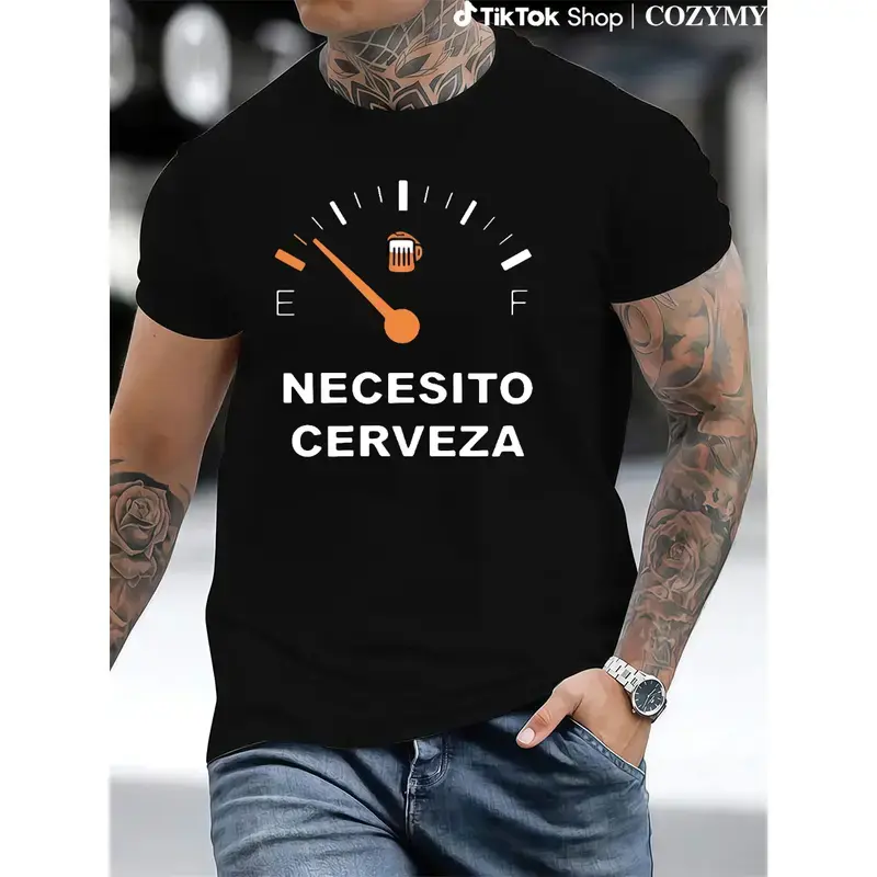 Men's Regular Fit Letter Graphic Round Neck Tee, Casual Short Sleeve Crew Neck T-shirt for Summer, Fashion Men's Top for Daily Wear, Crewneck Graphic Tees, Soft Men's T Shirts