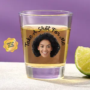 Custom Face & Text Shot Glass – Personalized Party Favor, Birthday, Wedding, Bachelorette/Bachelor Gift