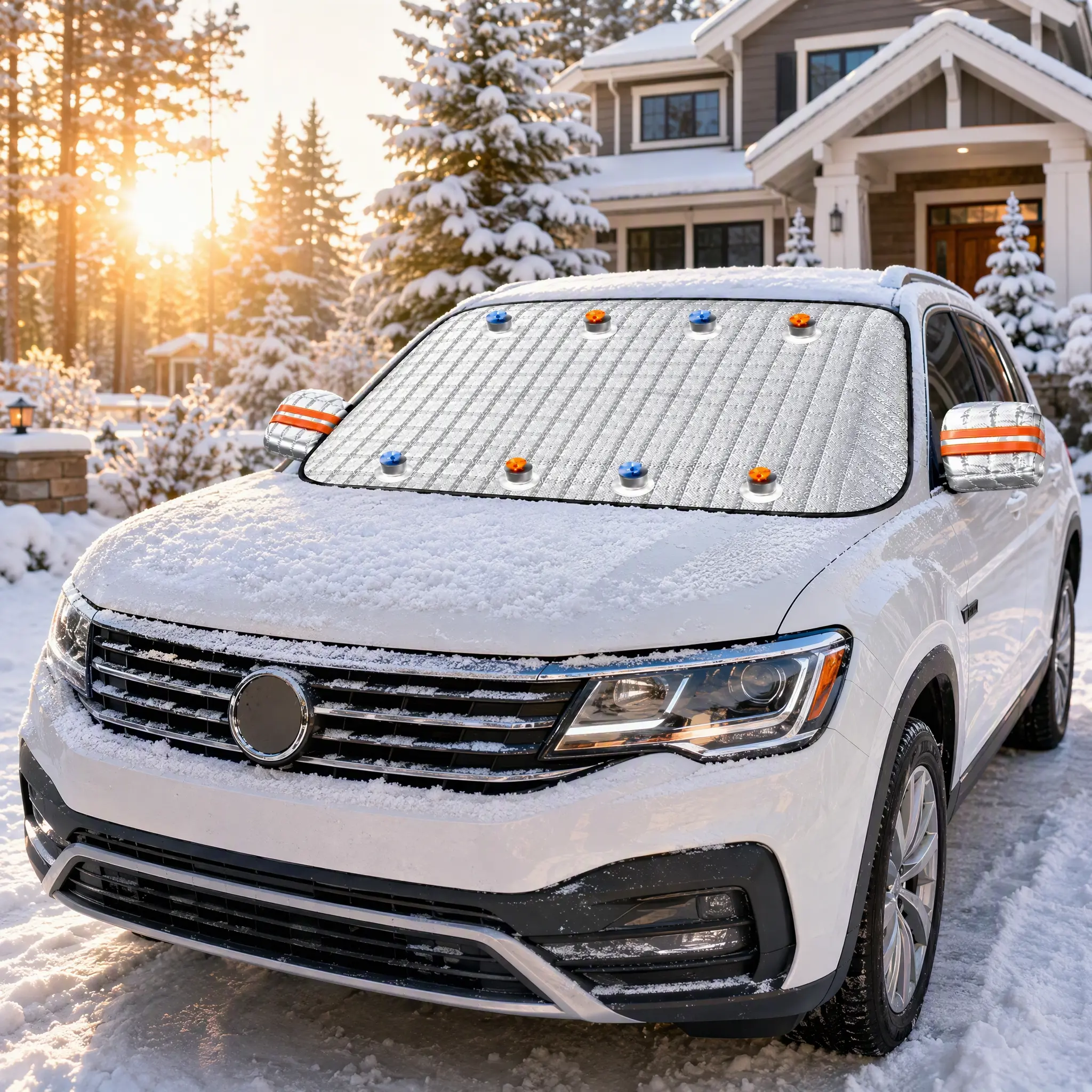 Car Windshield Snow Cover, Waterproof All-Season Windshield Protector for Snow, Ice, Frost, Rain & Dust, Outdoor Front Window Cover for Cars, SUVs & Trucks, Winter Car Accessories