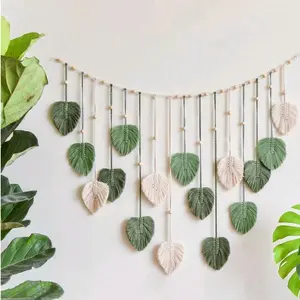 Nature-Inspired Macrame Leaf Wall Hanging One Size Handcrafted Tapestry