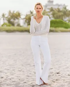 Express High Waisted White Patch Pocket '70s Flare Jeans