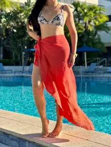 Terracotta Capri Beach Cover-Up - Swimwear Pareo, Surfwear Cover-Up