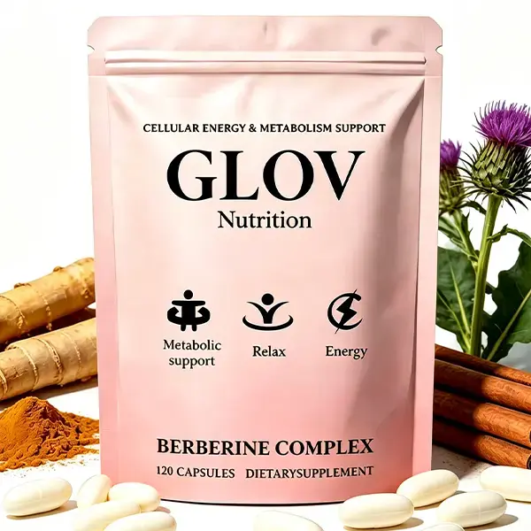 GLOV Nutrition Berberine Complex - Cellular Energy & Metabolism Support with BioPerine, Milk Thistle & Chromium, 120 Capsules