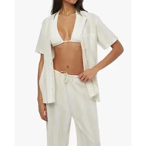 Boxy Linen Wide Stripe Overshirt