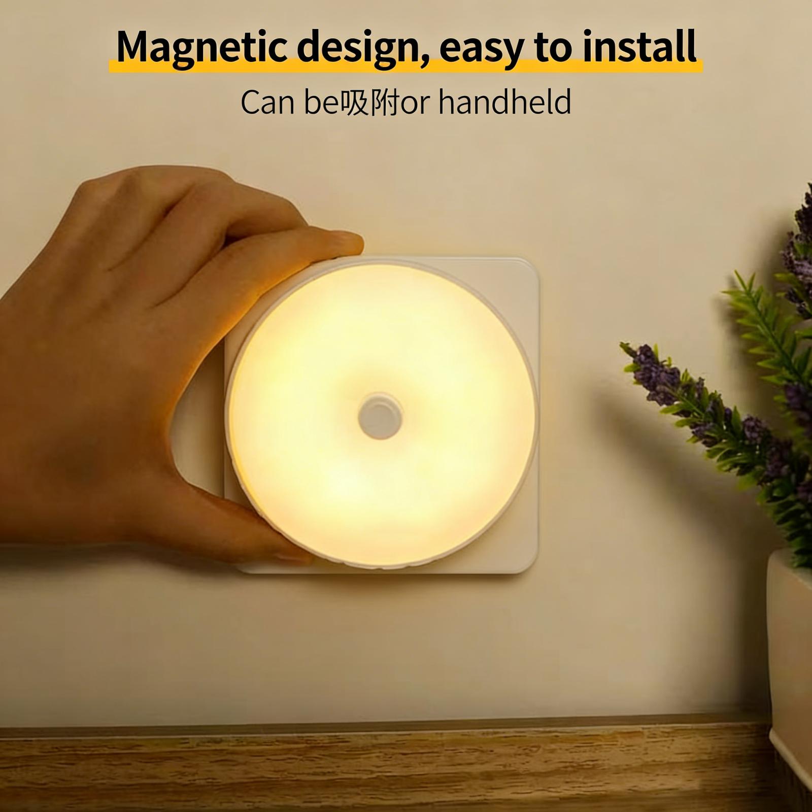 Dimmable touch light, rechargeable battery-powered touch light, magnetic adhesive wardrobe light with two lighting modes and USB charging mode, wireless magnetic sticker night light, 3000K warm white light, powered by a 1000 mAh battery, warm yellow, dimm
