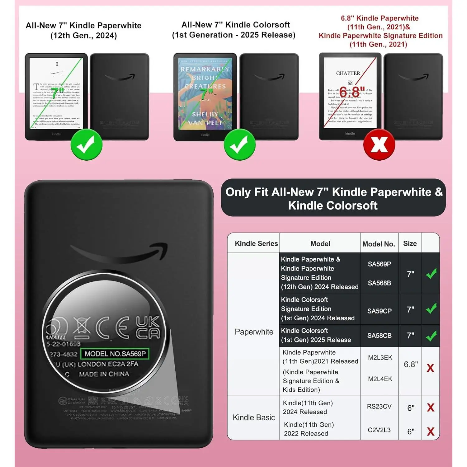 MoKo Case for All-New 7" Kindle Paperwhite 12th Gen 2024 & Kindle Colorsoft 2024/2025,Glitter Clear Kindle Case, Flexible Clear Soft TPU Back Cover Light Shell with Auto Wake/Sleep, Glitter Pink MoKo Case for All-New 7" Kindle Paperwhite 12th Gen 2024 & Kindle Colorsoft 2024/2025,Glitter Clear Kindle Case, Flexible Clear Soft TPU Back Cover Light Shell with Auto Wake/Sleep, Glitter Pink