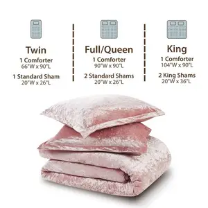 3 Pcs Velvet Comforter Set - Luxury Soft Brushed Microfiber Bedding Set All Season, Fluffy Plush Velvet Comforter with Matching Shams- Perfect for Cozy Bedrooms